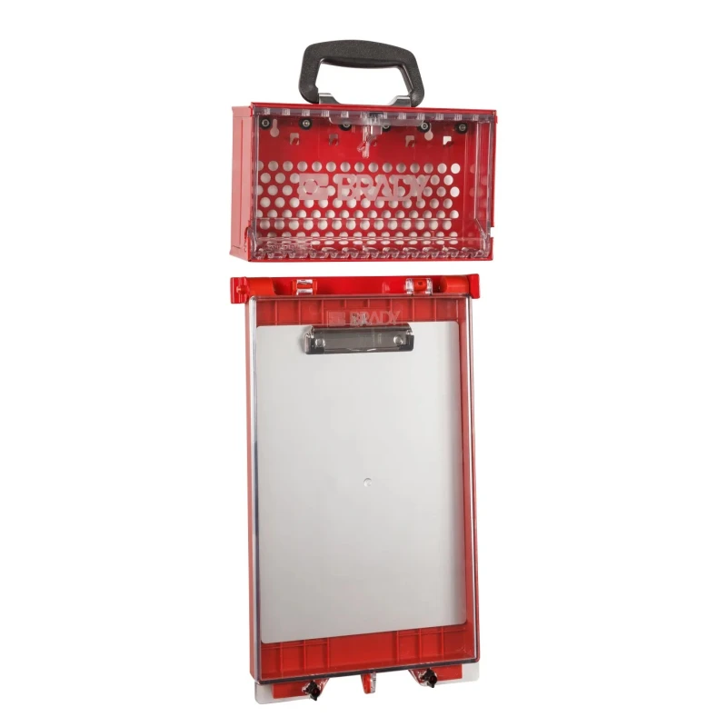 Brady Red 12-Lock Lockout Steel Group Lockout & Permit Control Station, 8.38 mm KIT,SLIMVIEW RED,PERMIT DISPLAY STATION