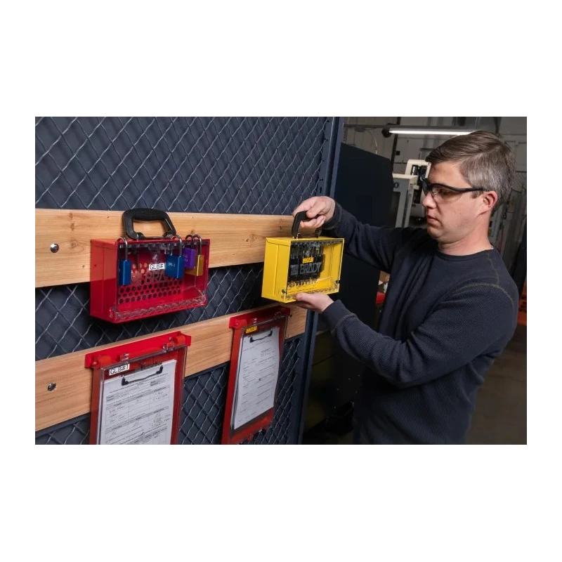 Brady Red 12-Lock Lockout Steel Group Lockout & Permit Control Station, 8.38 mm KIT,SLIMVIEW RED,PERMIT DISPLAY STATION