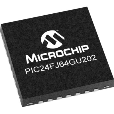 Microchip 16-bit PIC Microcontroller 32 MHz, 64kB FLASH, 28-Pin UQFN PIC24FJ64GU202-I/MV