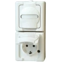 Kopp 16A White Plug Socket with Protective Contact, Surface and Vertical Mount, IP44, BLUE ELECTRIC Series 1314.0200.9