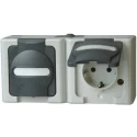 Kopp 16A Grey 2P Earthed Plug Socket Outlet, 250V, IP44 Protection, SEBS Material 1312.5600.2