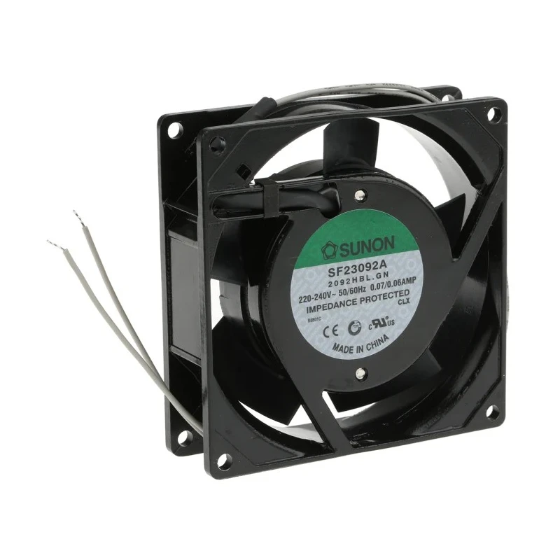 Sunon High Performance SF Series Ball Bearing AC Axial Fan 230V AC 14.5W 51 m³/h 70mA 92 mm Square Frame SF23092A/2092HBL.GN