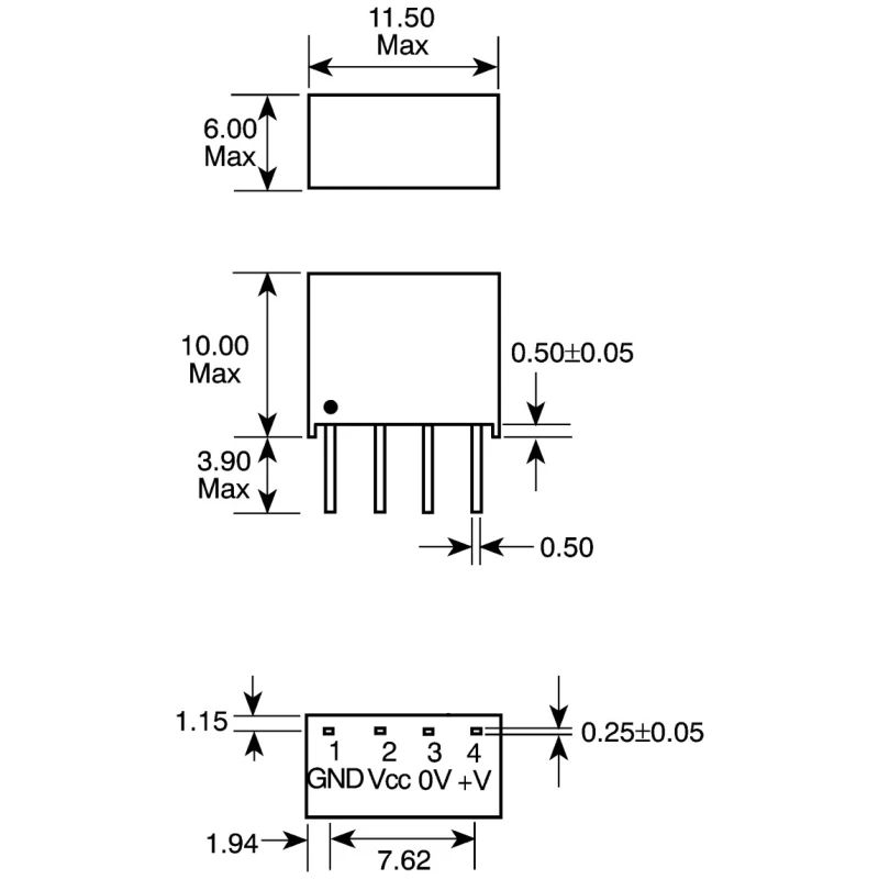 Murata Power Solutions DC/DC Converter 5V DC Output 200mA Input 10.8-13.2V DC 1W Through Hole NME1205SC