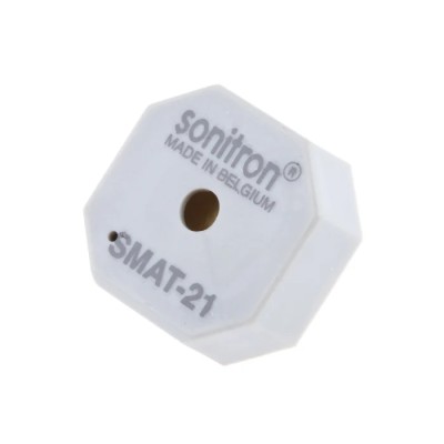 Sonitron 90 dB Through Hole Continuous External 9.5 mm Height 21 mm Length Piezo Buzzer Component SMAT-21-P10