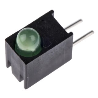 Dialight Green Right Angle PCB LED Indicator 5 mm T-1 3/4, Single Colour, 1 LED, 1.9 V, 30 mA MAX, 80 mW Power 551-1307F