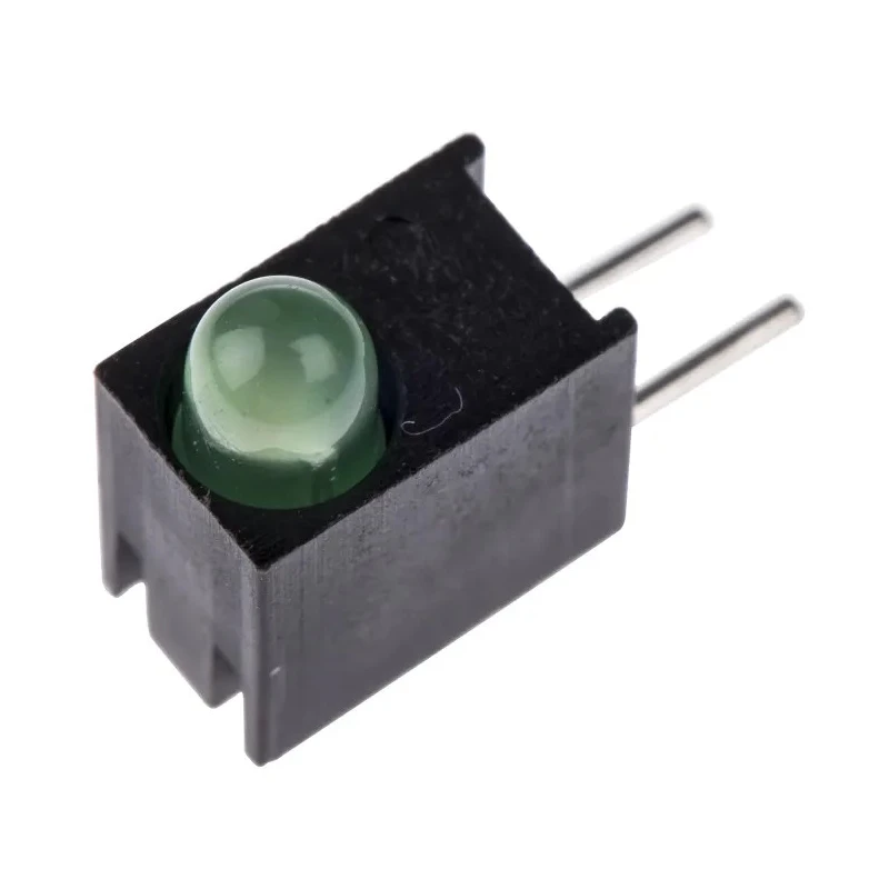 Dialight Green Right Angle PCB LED Indicator 5 mm T-1 3/4, Single Colour, 1 LED, 1.9 V, 30 mA MAX, 80 mW Power 551-1307F