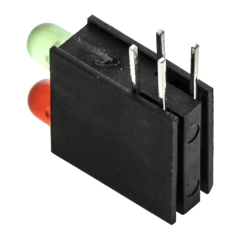 Dialight Green, Red Right Angle PCB LED Indicator 5 mm (T-1 3/4), 2 LEDs 2.2 V Multicolour 553-0212-200F