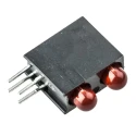 Dialight Red Right Angle PCB LED Indicator 5 mm (T-1 3/4), 2 LEDs 2.2 V Single Colour 553-0211F
