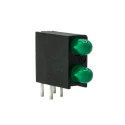 Dialight Green Right Angle PCB LED Indicator 5 mm (T-1 3/4), 2 LEDs 2.2 V Single Colour 553-0222F