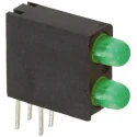 Dialight Green Right Angle PCB LED Indicator 5 mm (T-1 3/4), 2 LEDs 2.2 V Single Colour 553-0222F