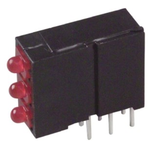 Dialight Red Right Angle PCB LED Indicator 5 mm (T-1 3/4), 3 LEDs 2.5 V Single Colour 570-0100-111F