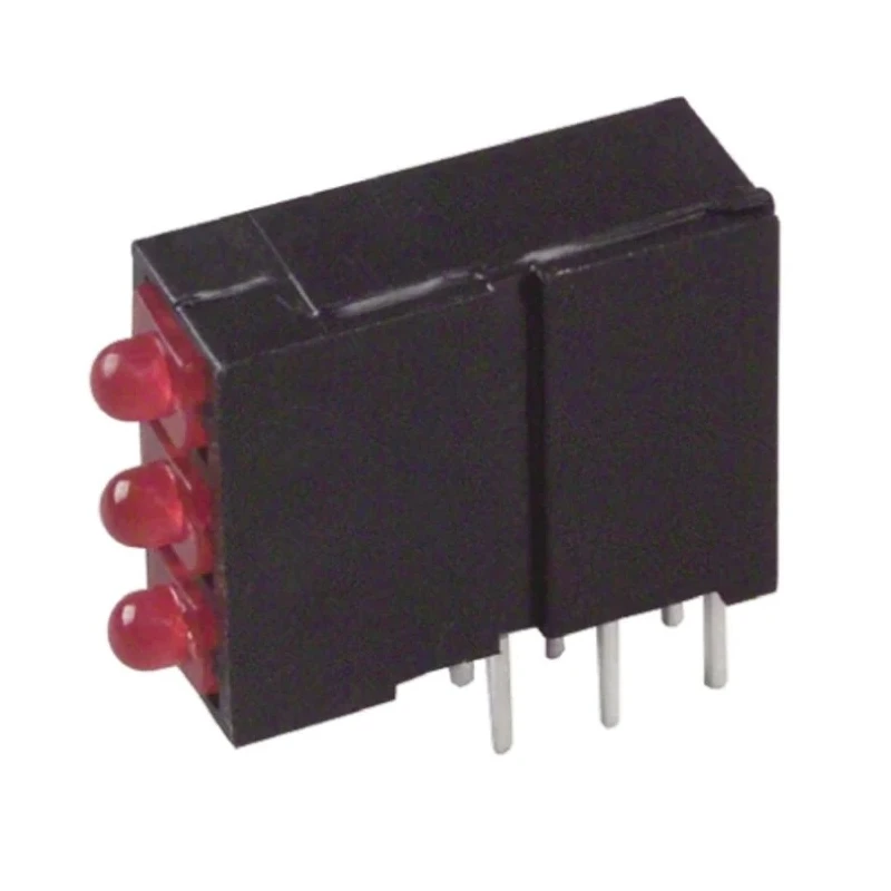 Dialight Red Right Angle PCB LED Indicator 5 mm (T-1 3/4), 3 LEDs 2.5 V Single Colour 570-0100-111F
