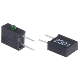 Dialight Green Right Angle PCB LED Indicator 5 mm (T-1 3/4), Single Colour, 3 V, 1 LED 555-2301F