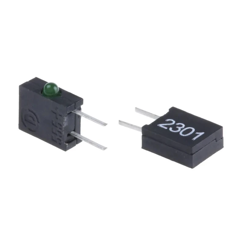 Dialight Green Right Angle PCB LED Indicator 5 mm (T-1 3/4), Single Colour, 3 V, 1 LED 555-2301F