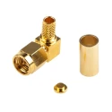 Telegartner RS PRO Coaxial Connector Cable Male SMA Right Angle Body Clamp 50 Ω 12.4 GHz 165°C 546-3232