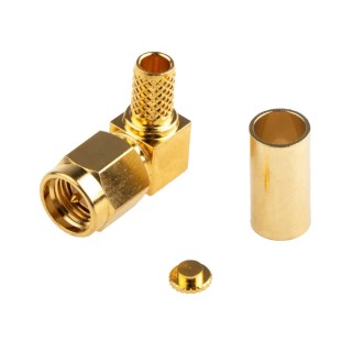 Telegartner RS PRO Coaxial Connector Cable Male SMA Right Angle Body Clamp 50 Ω 12.4 GHz 165°C 546-3232
