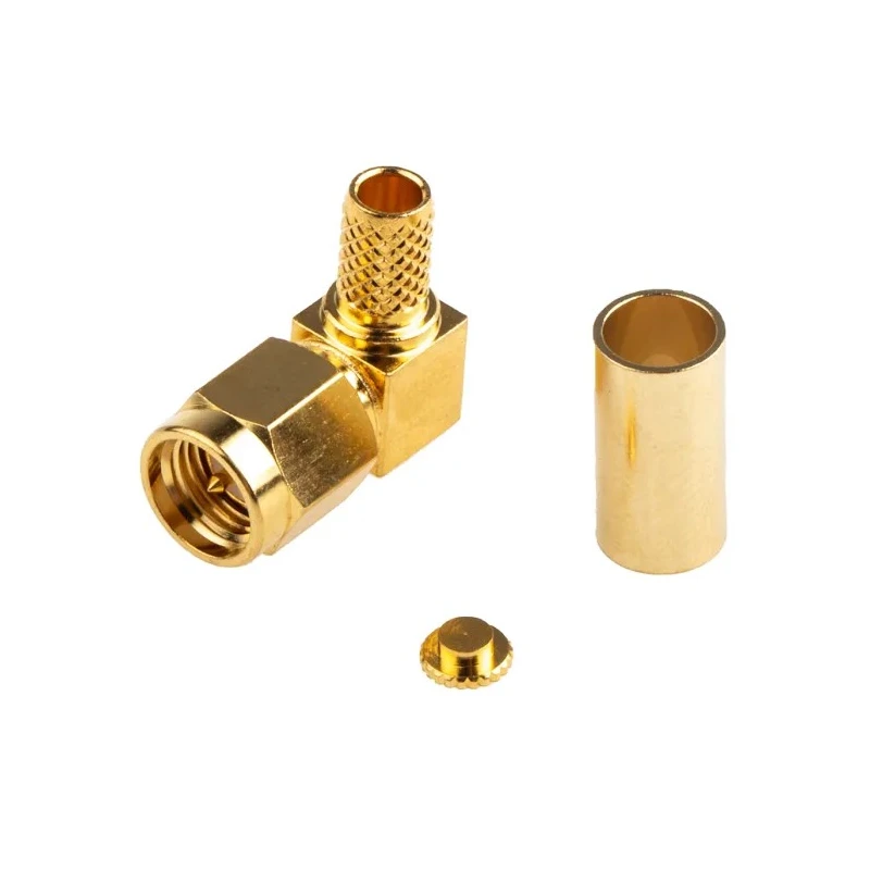Telegartner RS PRO Coaxial Connector Cable Male SMA Right Angle Body Clamp 50 Ω 12.4 GHz 165°C 546-3232