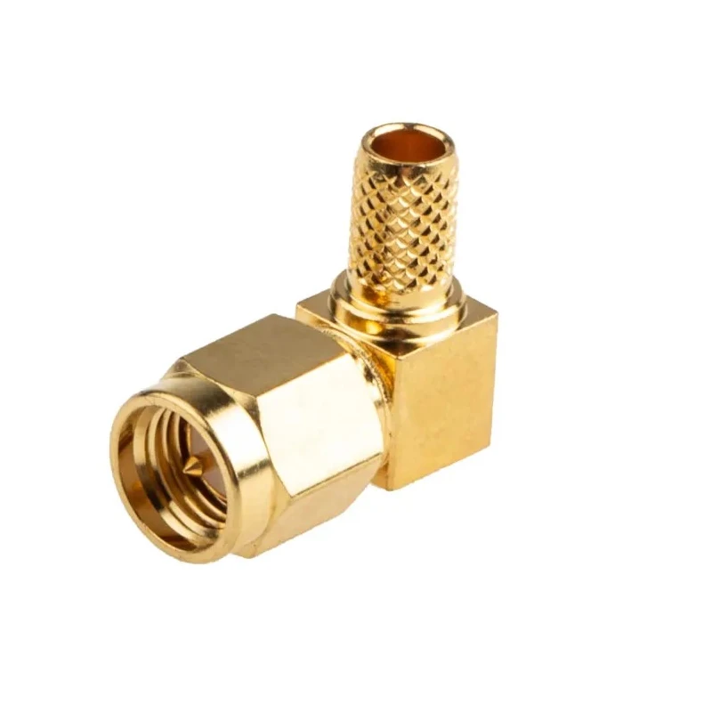 Telegartner RS PRO Coaxial Connector Cable Male SMA Right Angle Body Clamp 50 Ω 12.4 GHz 165°C 546-3232