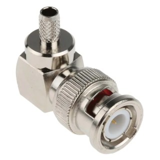 RS PRO Coaxial Connector Cable Male BNC, 50 Ω, Right Angle Body Crimp Connector for RG58 Cable 546-3872