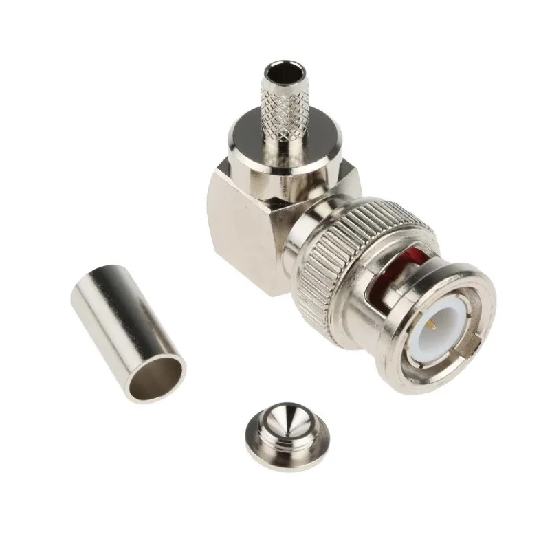 RS PRO Coaxial Connector Cable Male BNC, 50 Ω, Right Angle Body Crimp Connector for RG58 Cable 546-3872