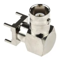 RS PRO Coaxial Connector PCB Female BNC, 50 Ω, Right Angle Body, Nickel Plated, Gold Contact 546-4049