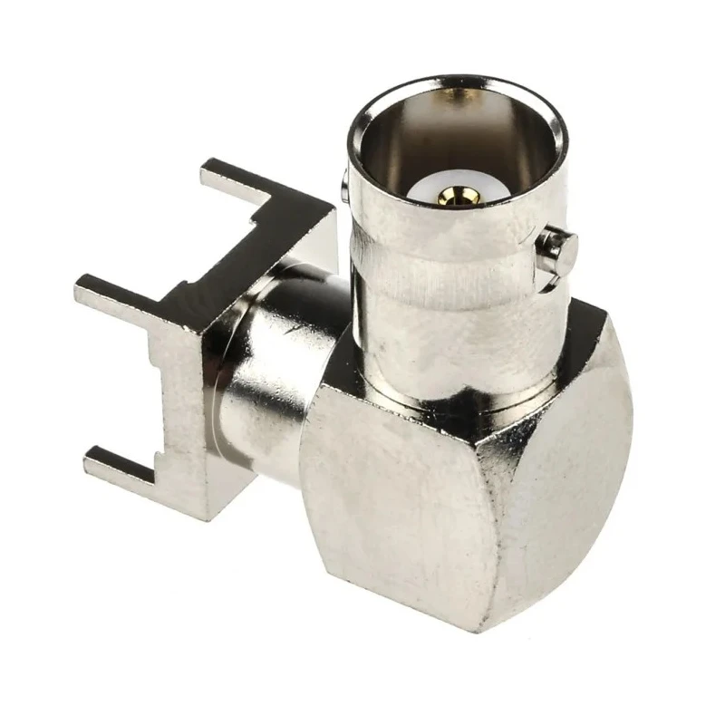 RS PRO Coaxial Connector PCB Female BNC, 50 Ω, Right Angle Body, Nickel Plated, Gold Contact 546-4049