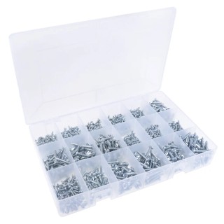 RS PRO Steel 1200 Piece Pozidriv and Slot Drive Self-Tapping Screw and Bolt Kit 546-3478