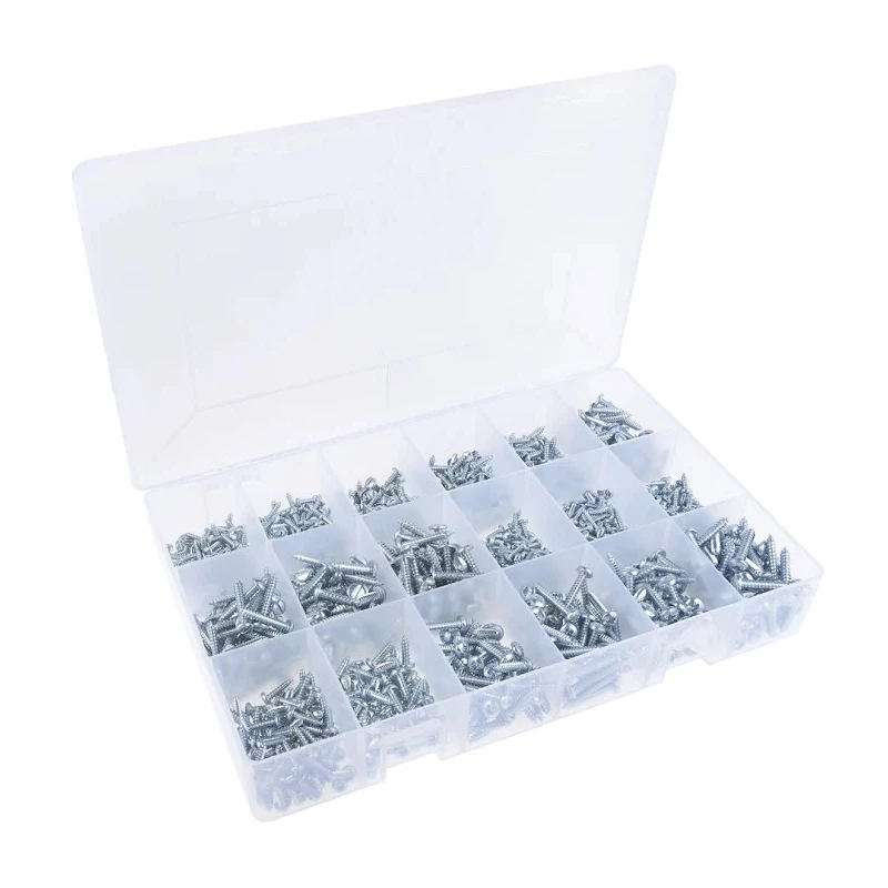 RS PRO Steel 1200 Piece Pozidriv and Slot Drive Self-Tapping Screw and Bolt Kit 546-3478