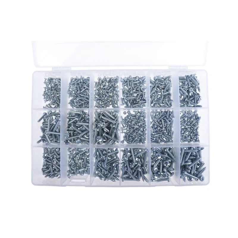 RS PRO Steel 1200 Piece Pozidriv and Slot Drive Self-Tapping Screw and Bolt Kit 546-3478