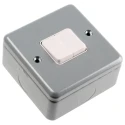 MK Electric Silver 2 Way 2 Gang Metal Clad Surface Light Switch 10A 250V K3592 ALM