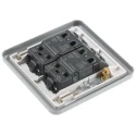 MK Electric Silver 2 Way 2 Gang Metal Clad Surface Light Switch 10A 250V K3592 ALM