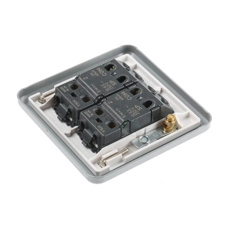 MK Electric Silver 2 Way 2 Gang Metal Clad Surface Light Switch 10A 250V K3592 ALM