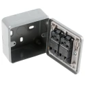 MK Electric Silver 2 Way 2 Gang Metal Clad Surface Light Switch 10A 250V K3592 ALM