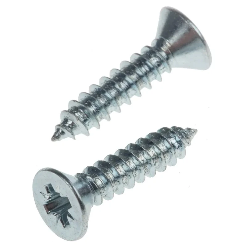 RS PRO Bright Zinc Steel Countersunk Head Self-Tapping Screw 19 mm Thread Size 8 546-5525