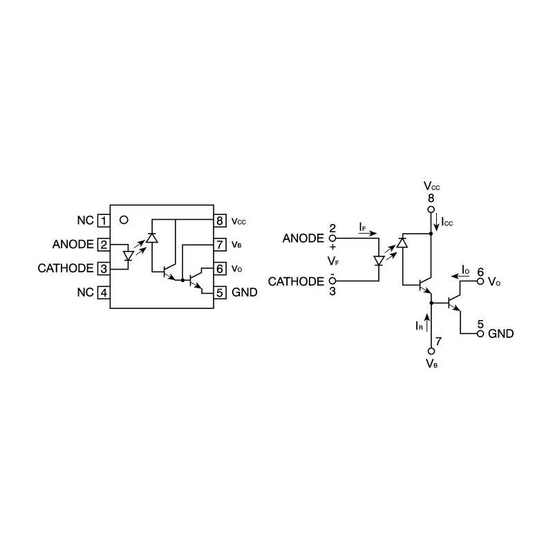 Broadcom DC Input Optocoupler, 8-Pin PDIP, Maximum Forward Voltage 1.85V, Maximum Input Current 20mA, Current HCNW139-000E