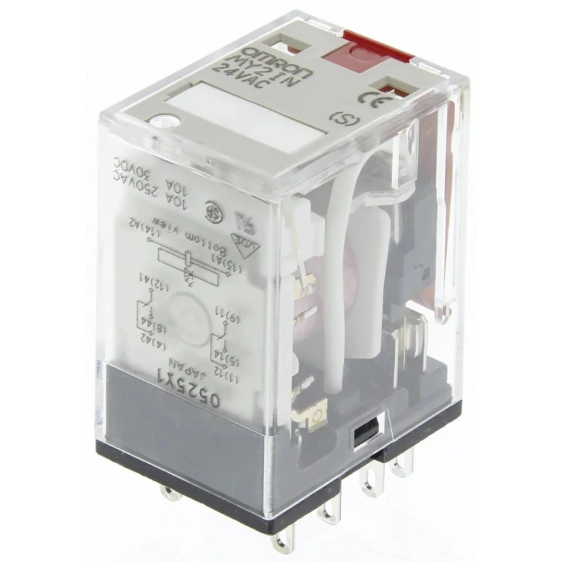 Omron DIN Rail Power Relay 24V AC Coil 10A Switching Current DPDT MY2IN AC24(S)