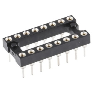 E-TEC 2.54 mm Pitch Vertical 16 Way Through Hole Turned Pin Open Frame DIL Socket, 3A POS-316-S001-95 X25