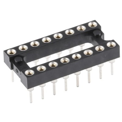 E-TEC 2.54 mm Pitch Vertical 16 Way Through Hole Turned Pin Open Frame DIL Socket, 3A POS-316-S001-95 X25