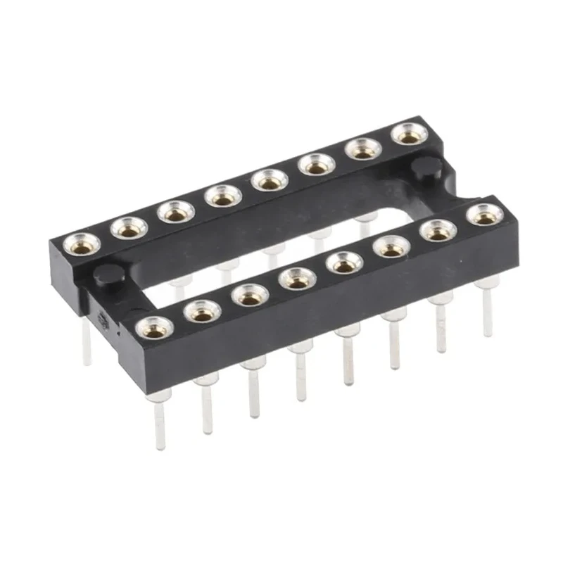 E-TEC 2.54 mm Pitch Vertical 16 Way Through Hole Turned Pin Open Frame DIL Socket, 3A POS-316-S001-95 X25