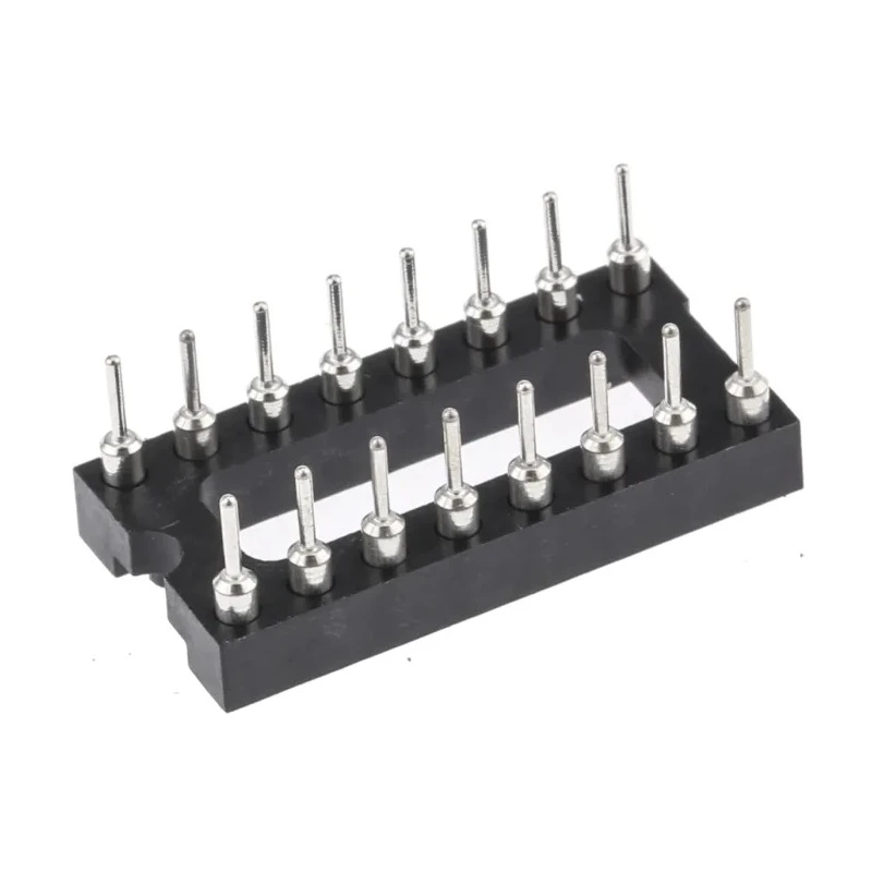 E-TEC 2.54 mm Pitch Vertical 16 Way Through Hole Turned Pin Open Frame DIL Socket, 3A POS-316-S001-95 X25