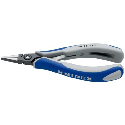 Knipex Flat Nose Plier 130mm Overall Length, 1.4mm Tip Size, Chrome Steel, Burnished Finish 34 12 130