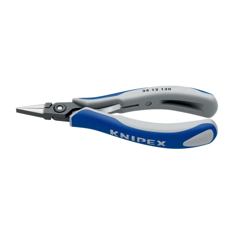 Knipex Flat Nose Plier 130mm Overall Length, 1.4mm Tip Size, Chrome Steel, Burnished Finish 34 12 130