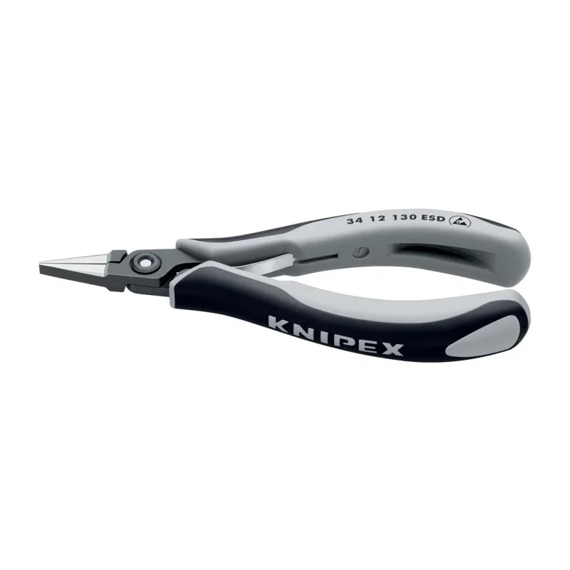 Knipex Flat Nose Plier, 130mm Overall Length, 22mm Jaw Width, ESD Safe 34 12 130 ESD
