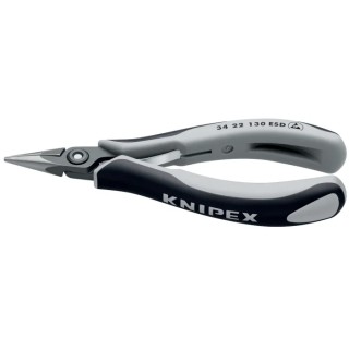 Knipex Precision Electronic Gripping Round Nose Long Nose Plier, 132mm Overall Length, 23mm Jaw Width, ESD Safe 34 22 130 ESD