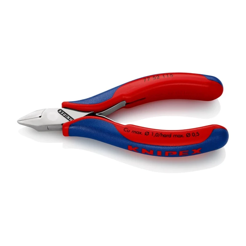 Knipex Precision Diagonal Side Cutter with Bevel, Special Tool Steel Jaw, Plastic Grip, 11mm Jaw Width, 115mm 77 52 115