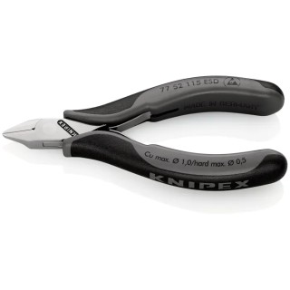 Knipex Side Cutter With Bevel ESD Safe Diagonal Cutter 7mm Jaw Width 115mm Overall Length 77 52 115 ESD