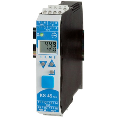 P.M.A KS45 Top Hat Rail, DIN Rail PID Temperature Controller 1 Input, 2 Output Relay 260V AC On-Off KS45