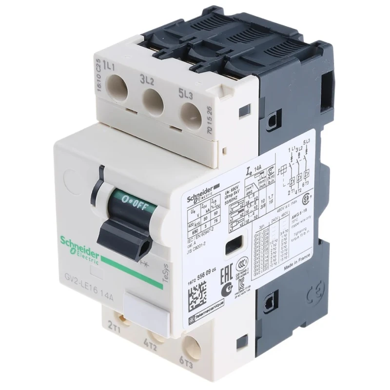 Schneider Electric 14A TeSyS GV Motor Protection Circuit Breaker, 690V, Thermal Magnetic, 3 Poles, IP20, -20°C to GV2LE16