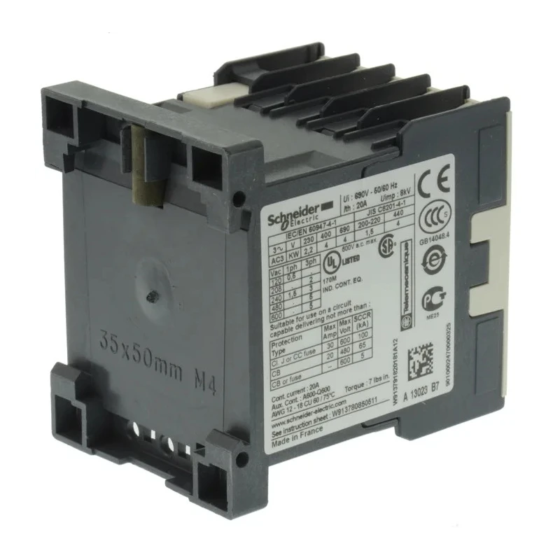 Schneider Electric LC1K Contactor 24V AC Coil, 3-Pole, 9A, 4 kW Power, 3 NO, 690V AC LC1K0901B7