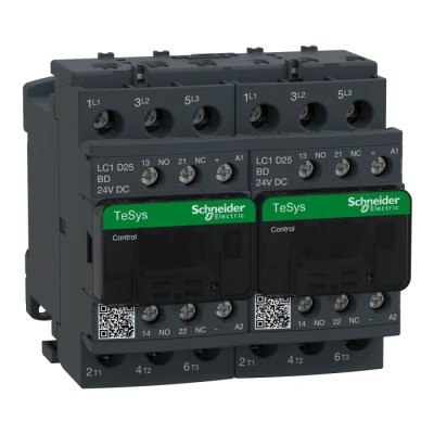 Schneider Electric LC2D Contactor, 24V DC Coil, 3-Pole, 25 A, 11 kW, 3 NO, 690V AC LC2D25BD